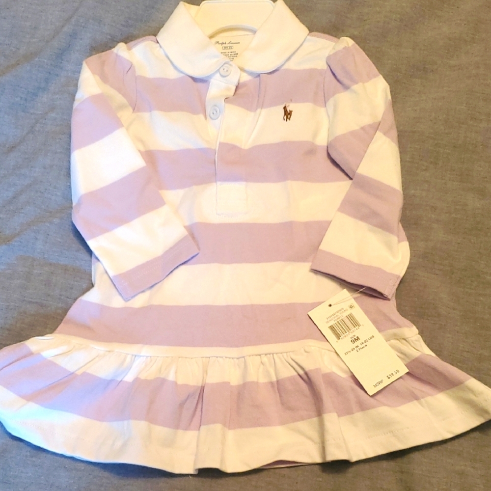 NWT Preppy Ralph Lauren Purple and White Polo Dress